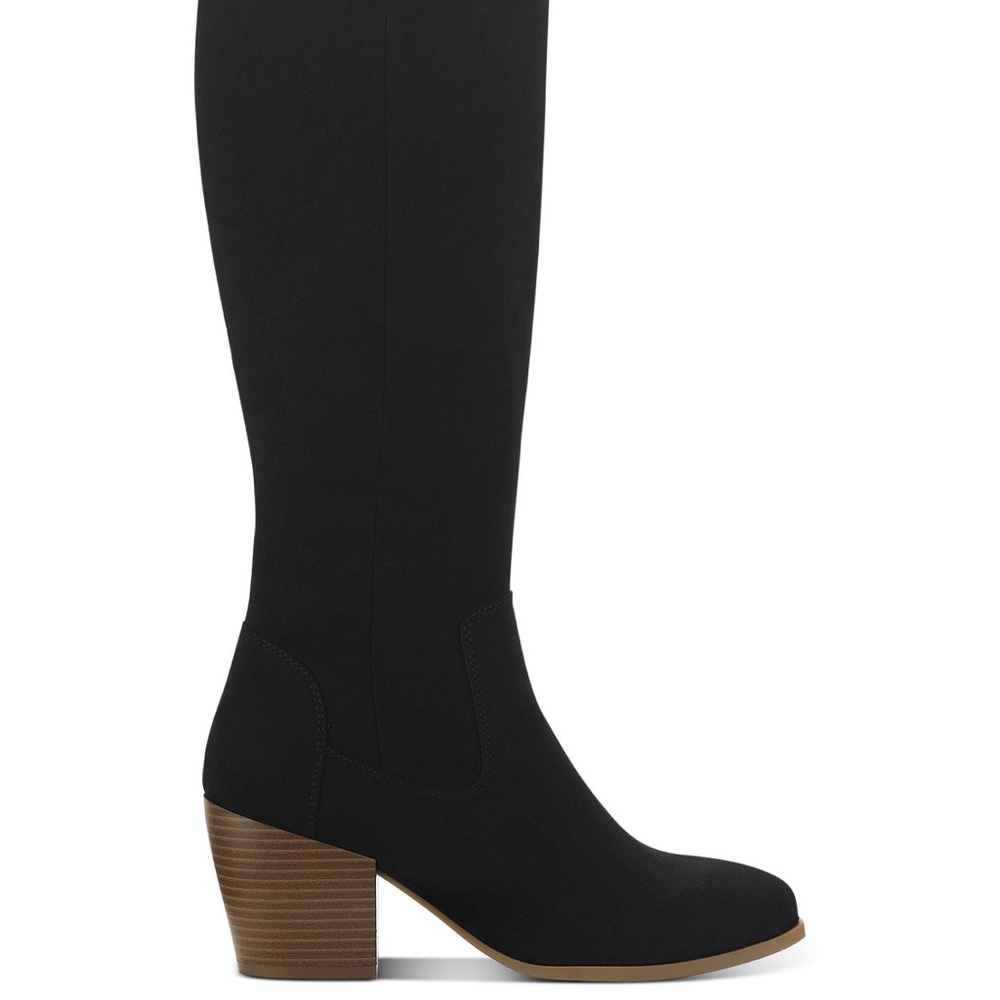 Black mid length Bloch heel boots